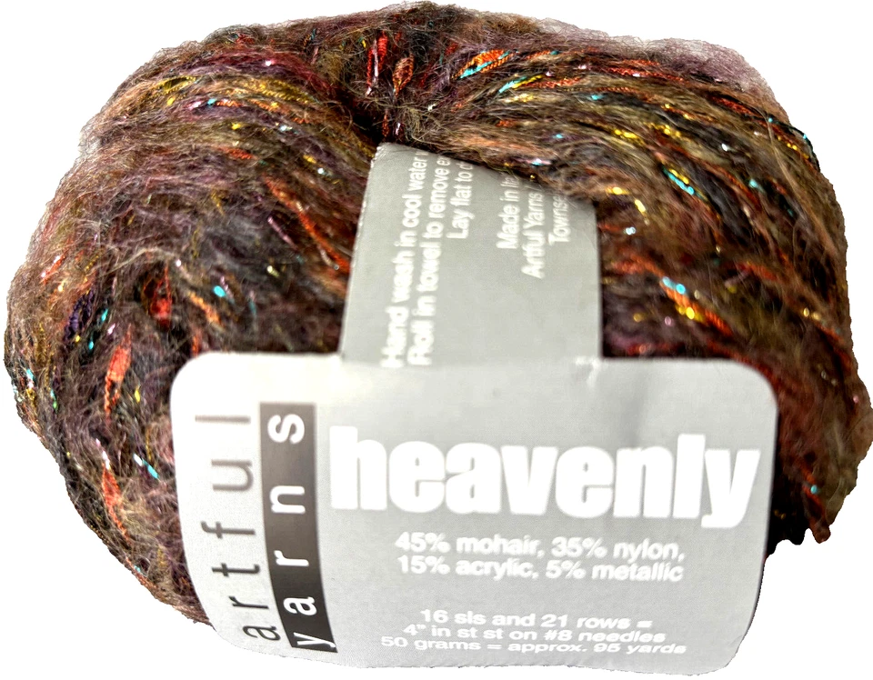 1 New 50g / 95yds ARTFUL YARNS  Heavenly Mohair/Nylon/Acrylic/Metallic YARN - Image 1 of 1