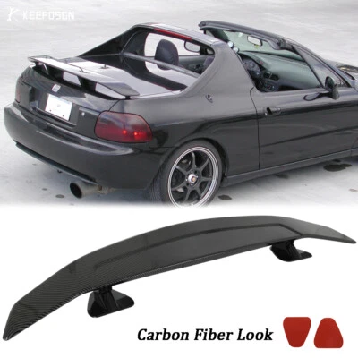 46" Rear Trunk Spoiler Racing GT Wing Carbon Fiber Look For Honda Civic Del Sol - Image 1 of 4