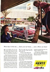Print Ad FLORIDA Miami Beach Hertz Rent-A-Car Dunes Vintage c1955 - Picture 1 of 1