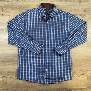 English Laundry Dress Shirt Men’s Blue Brown White Check 16.5 34/35 Long Sleeve - Picture 1 of 18