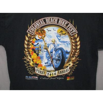 Camiseta Gildan Negra Gráfica Festival Motociclista Vintage Hombres Talla Grande Foto 1 de 4