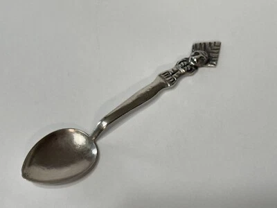 Антикварная 900-дюймовая серебряная фигурная ацтекская ложка Демитассе - Изображение 1 из 4