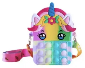 Kids Coin Pouch Silicone Sensory Push Pop Bubble Bag Crossbody Purse Handbags - Picture 1 of 5