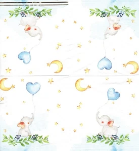 Serviettes en papier bébé naissance garçon. Paper napkins birth boy baby moon - Imagen 1 de 2