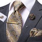  Gelbe braune Herrenkrawatte aus Seide Herren Krawatte Clip Geschenk für Herren Luxus Neu
