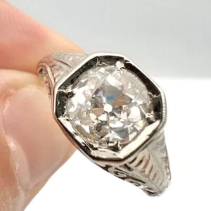 2.75CT Round Cut Simulated Diamond Men's Engagement Ring 14K White Gold plated - Picture 1 of 13