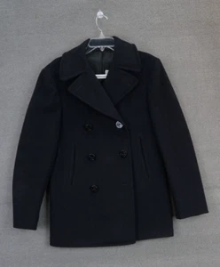 Vintage Navy Naval Clothing Factory Depot WW2 Black Wool Pea Coat Size 34 - Picture 1 of 9