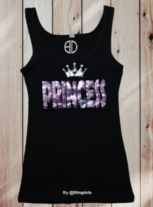 Prinzessin Bling Shirt Pailletten Tank Top Glitzer Glitzer Tee Krone  - Bild 1 von 6