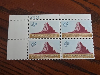 US # 1191 1962 4c Mexico Statehood Plate Block M&S Estate Collection SM9021 - Image 1 of 2
