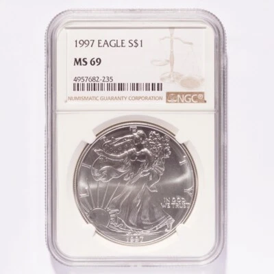 1997 Silver American Eagle Dollar NGC MS69 - Image 1 of 2