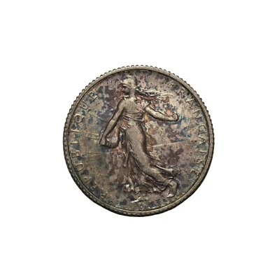 Moeda de prata 1 franco França 1918 KM#844,1 - Imagem 1 de 2