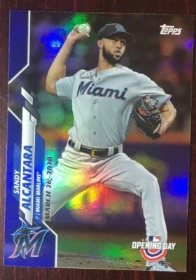 2020 Topps Opening Day Blue Foil Parallel #49 Sandy Alcantara - Miami Marlins - Image 1 of 2