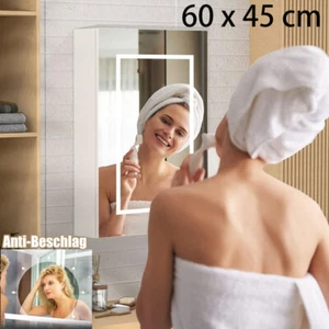 LED Spiegelschrank Bad mit Beleuchtung Badezimmer Lagerschrank Türen Mit USB - Bild 1 von 8