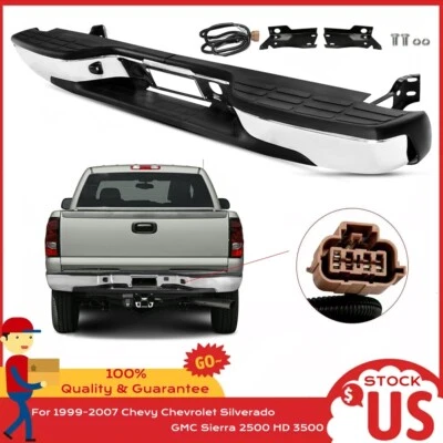Parachoques trasero para Chevy Silverado GMC Sierra 2500HD 3500 1999-2007 sin orificios de estacionamiento Foto 1 de 4