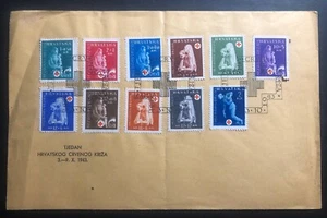 1943 Zagreb Croatia First Day cover FDC Red Cross Stamp & Cancels Sc#B42-51 - Picture 1 of 2