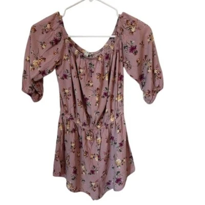Haute Monde Floral Romper Off Shoulder Elastic Waist Casual Cute Comfy Size S - Image 1 of 4