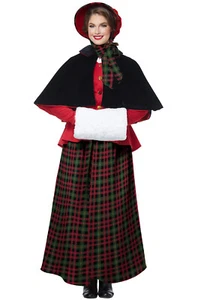 Christmas Holiday Caroler Woman Adult Costume - Picture 1 of 2