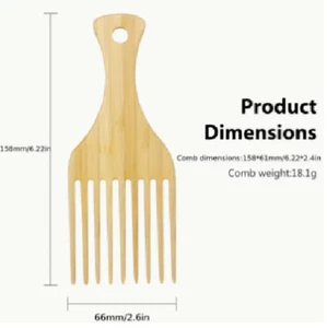 Wood Wooden Bamboo Afro Hair Lift Comb Pick Pik Wide Tooth Pocket Brush - Picture 1 of 1