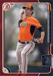 Bowman Draft Hunter Harvey 2015 Asia rojo y negro paralelo SP/99 Orioles #76 - Imagen 1 de 1