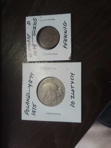 Polonia 1975 - 10 zlotys y 1979 1 penique - Imagen 1 de 2