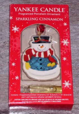 Yankee Candle adorno de porcelana perfumada, muñeco de nieve, canela brillante Foto 1 de 4