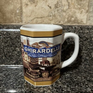 Ghirardelli Chocolate Company Soda Fountain Coffee Mug Cup Ceramic Octagon Shape - Picture 1 of 3