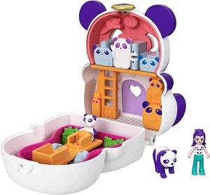 Polly Pocket Flip & Find Panda Compact mit Micro Puppe, Panda Figur & mehr - Bild 1 von 3