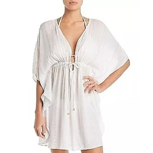 Bleu Rod Beattie WHITE/GOLD Metallic Caftan Swim Cover-Up Size Large NWT - Picture 1 of 13