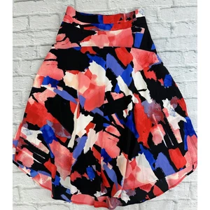 DKNY ausgestellter Rock Sommer schwarz pink blau meliert Größe 8 UK bunt Urlaub - Bild 1 von 7