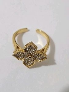 Roberto coin Four Leaf Ring Gold plated with cubic zirconia  - Picture 1 of 6