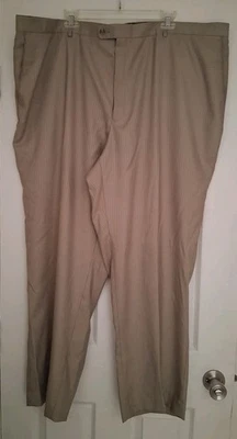 "Angelo Rossi" Mens Slacks, Sz 49x38, Tan, Pinstripe, High Waist, See Descriptio - Image 1 of 4