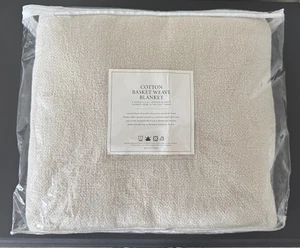 Restoration Hardware Cotton Basket Weave Blanket Queen Dune - Picture 1 of 4