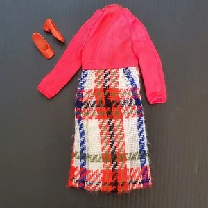 Vintage 70s Barbie Francie #3444 Midi Plaid Dress Shoes - Bild 1 von 7