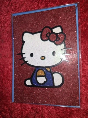 Hello Kitty Cards, Image Of Kitty In Glitter, Blank Inside - Image 1 of 2