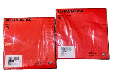 Fantastisk Paper Napkins 2 Ply IKEA 40x40cm of Two Pack 50 Each (100) RED Xmas - Image 1 of 4