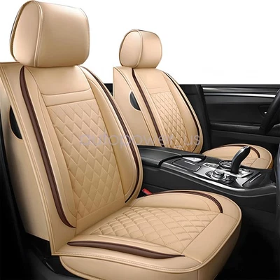 Car Seat Covers Fit For Mercedes-Benz 5Seats Luxury Leather Full Set Cushion Tan - Image 1 of 4