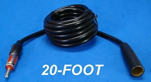 240" 20 FOOT AUTO ANTENNA EXTENSION CORD ANT MALE FEMALE CAR AM FM ADAPTER CABLE - Picture 1 of 9