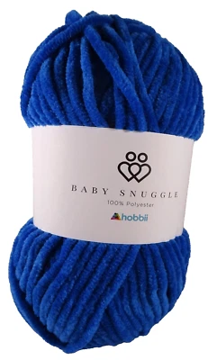 Solid Vivid Blue Hobbii Yarn Baby Snuggle Knitting Crochet Craft Chenille - Image 1 of 4