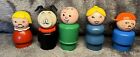 Vintage Fisher Price Wooden Little People Figures  X 5