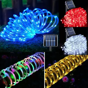Led Solar Rope Fairy String Strip Lights Outdoor Garden Patio Backyard Pool AU - Picture 1 of 35