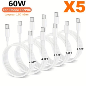 Cable USB C PD 60W FAST Chargeur Charger iphone 15 pro, Galaxy S23 22, Pixel 7 6 - Zdjęcie 1 z 15