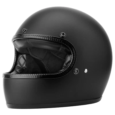 NEW DOT Vintage Retro Full Face Motorcycle Helmet S/M/L/XL/XXL Matte Black - Image 1 of 4