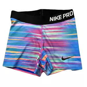 Nike Pro Dri-Fit Women's Small Rainbow Multicolor Gym Cheer Running Shorts - Picture 1 of 11