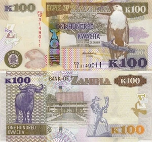 Zambia 100 Kwacha (2014) - Chainbreaker/Water Buffalo/p54c UNC - Picture 1 of 3
