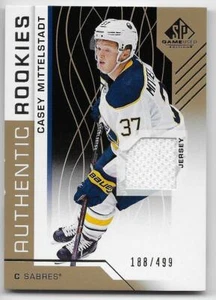 18/19 SP GAME USED AUTHENTIC ROOKIES GOLD JERSEY #160 Casey Mittelstadt #188/499 - Imagen 1 de 1