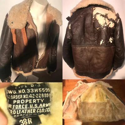 VTG WWII 38 B-3 B3 AERO SHEARLING HORSEHIDE LEATHER AVIATOR BOMBER FLIGHT JACKET - Image 1 of 4