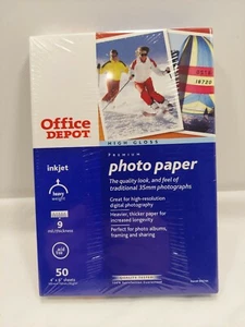 Office Depot Fotopapier Hochglanz für Tintenstrahldrucker Größe 4"X6" 50 Blatt NEU - Bild 1 von 3
