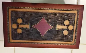 Handmade Wooden Carved Box Linden Wood Playing Card Trinket Poland - Picture 1 of 4
