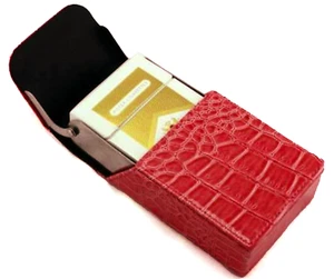 Orange Croc Leather Cigarette Hard Case Flip Top Lighter Smoke Holder Men Women - Picture 1 of 10