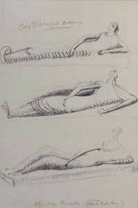 HENRY MOORE ORIGINAL BOOKPLATE LITHOGRAPH - 1970S - XXe SIECLE - LTD. ED. 3000 - Picture 1 of 3